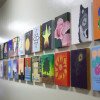 student artwork on hallway wall
